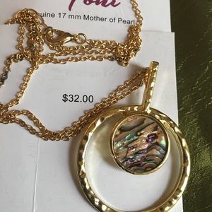 NWT Gold Tone w Genuine Abalone